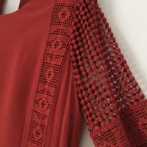 Rust ASTR crochet accent shift dress S (Nordstrom)